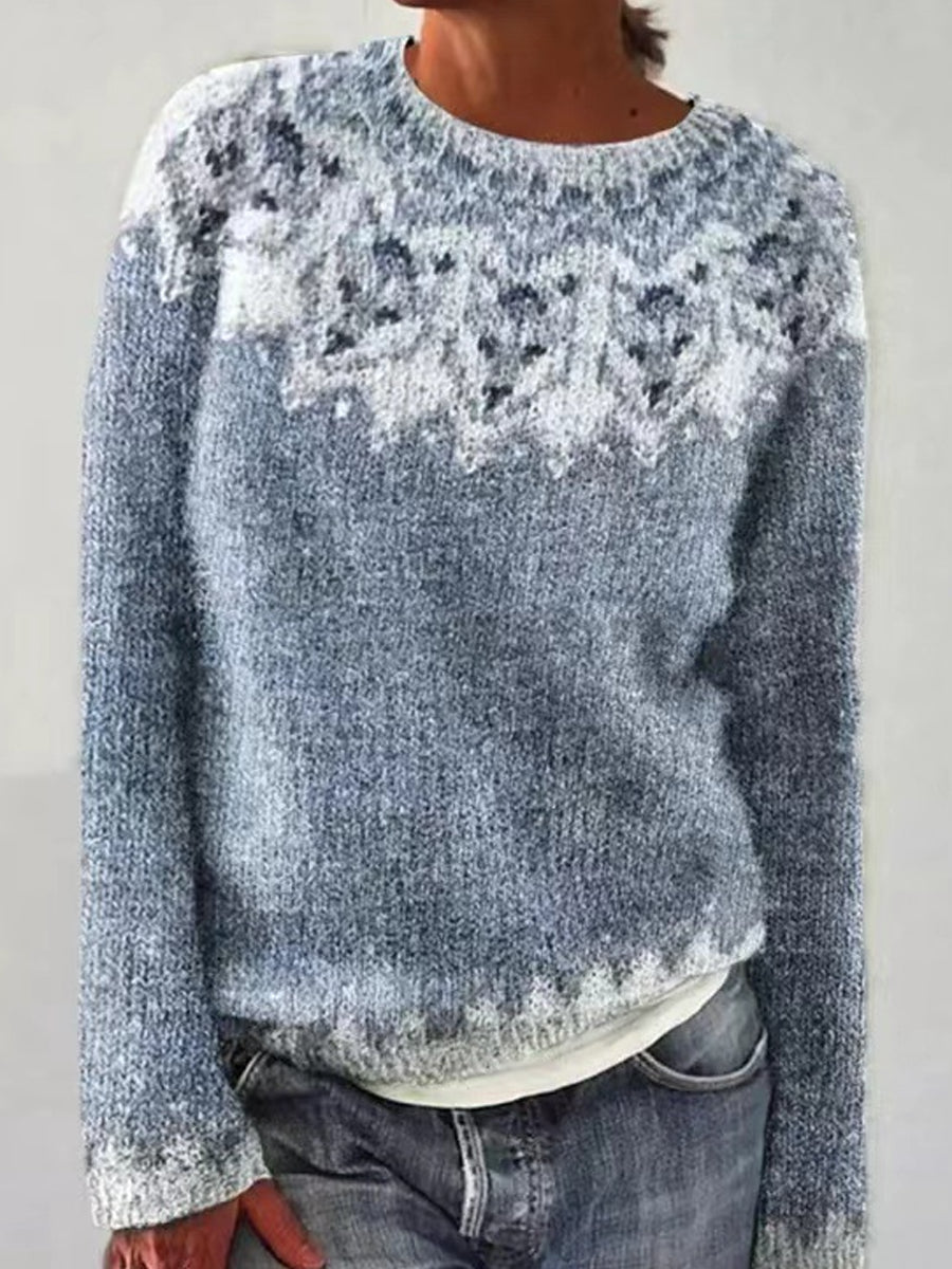Women's Icelandic Sweater Crew Neck Loose Pullover