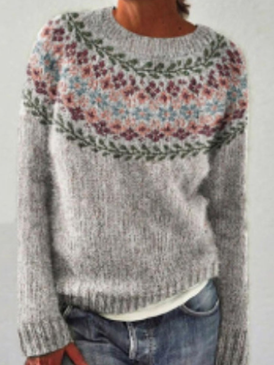 Women's Icelandic Sweater Crew Neck Loose Pullover