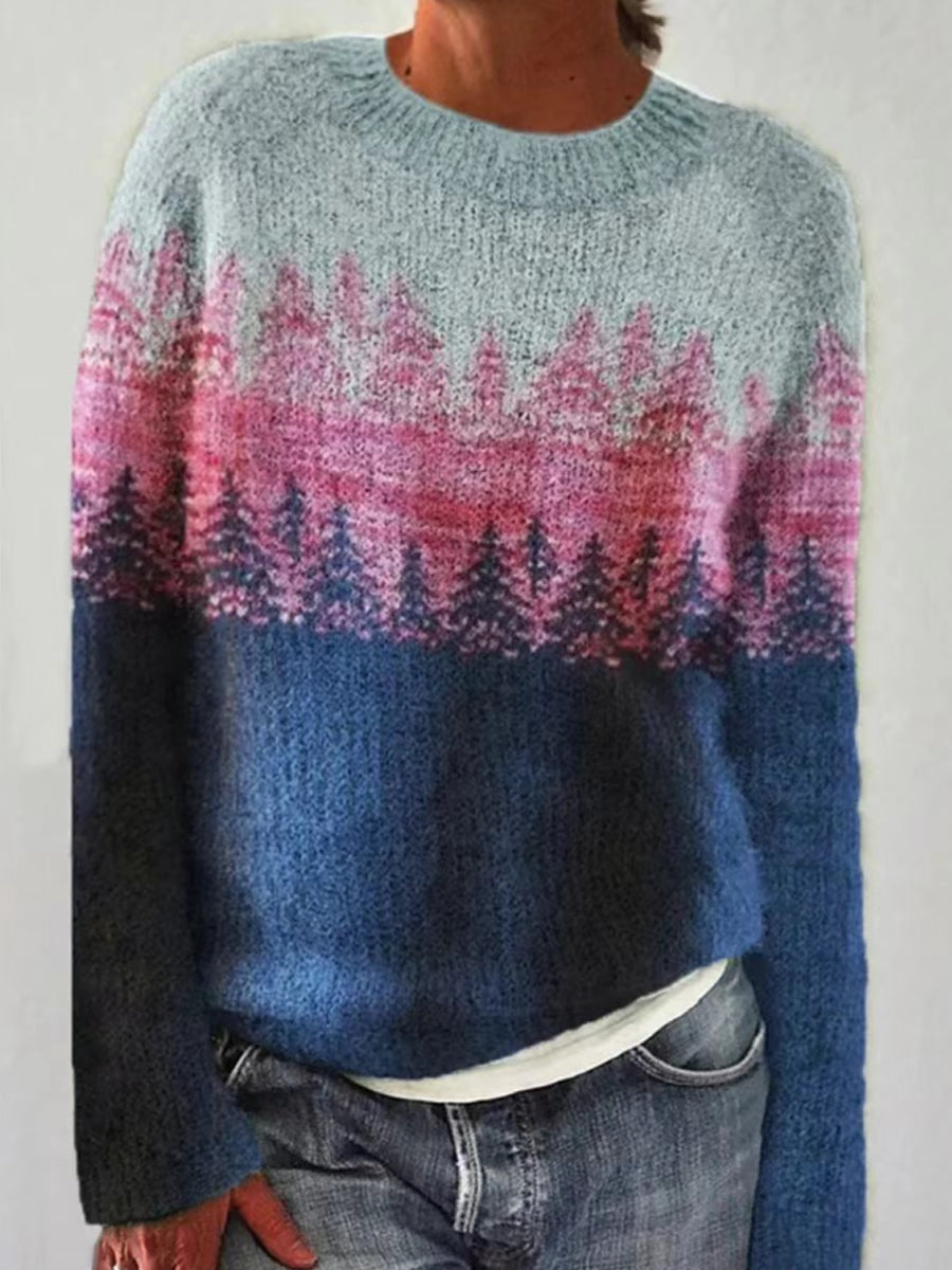 Women's Icelandic Sweater Crew Neck Loose Pullover