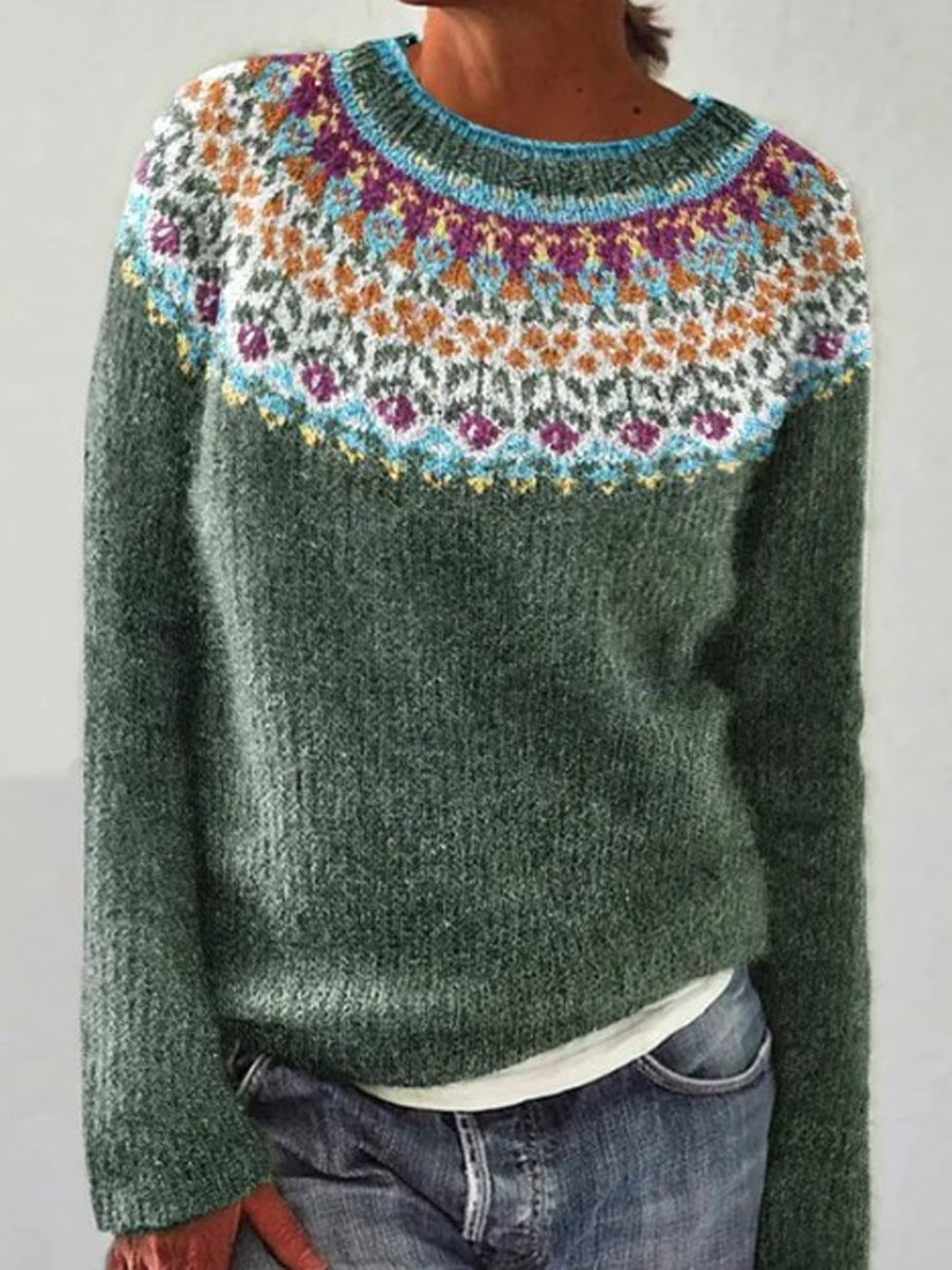 Women's Icelandic Sweater Crew Neck Loose Pullover