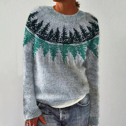 Women's Icelandic Sweater Crew Neck Loose Pullover