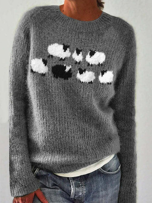 Women's Icelandic Sweater Crew Neck Loose Pullover