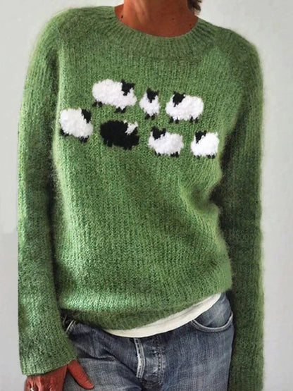 Women's Icelandic Sweater Crew Neck Loose Pullover