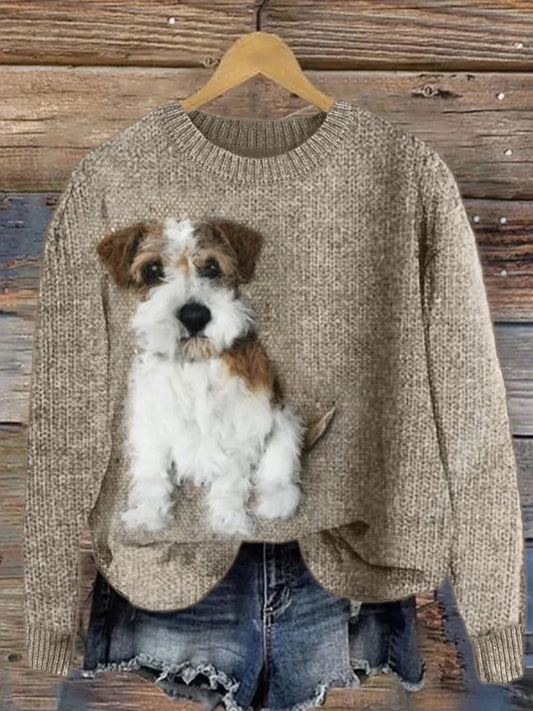 Women's Fuzzy Dog Cozy Knit Sweater