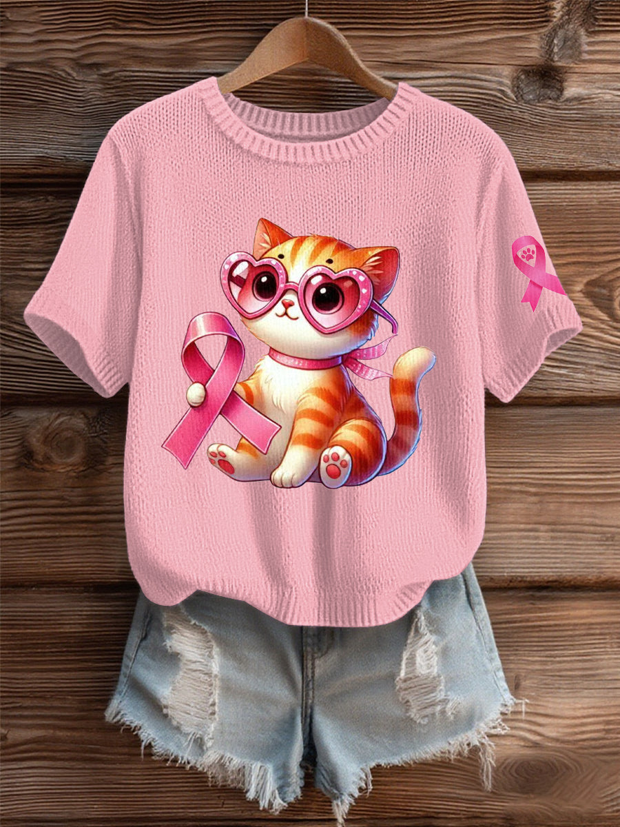 Women's Breast Cancer Pink Cozy Knit Sweater