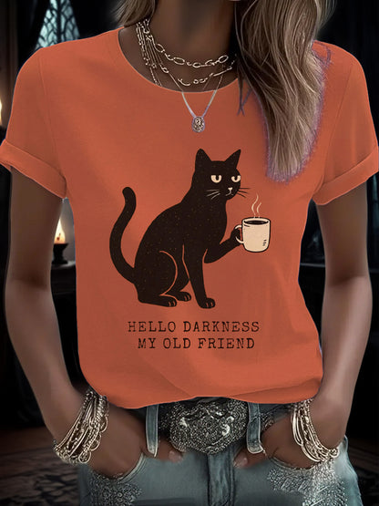 Women's Hello Darkness Halloween Funny Printed T-shirt