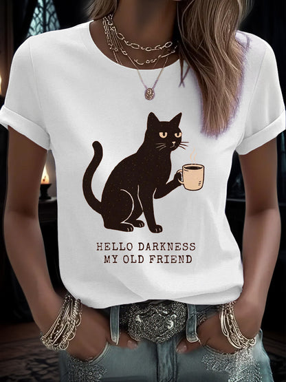 Women's Hello Darkness Halloween Funny Printed T-shirt