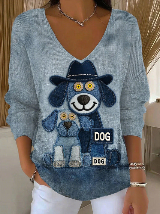 Women's Retro Animal Print Casual Long Sleeve Top