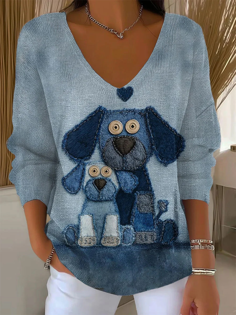 Women's Retro Animal Print Casual Long Sleeve Top