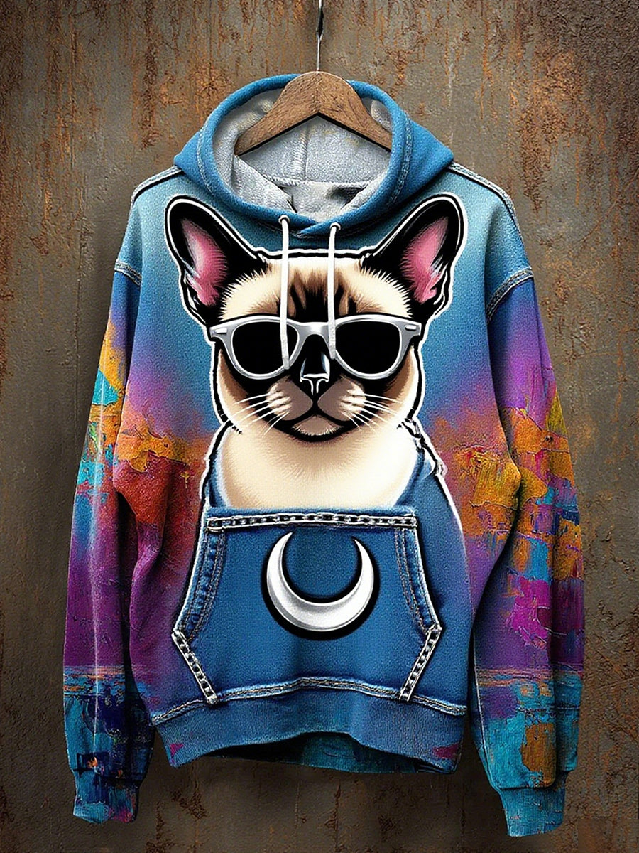 Unisex Vintage Animal Art Print Casual Hoodie