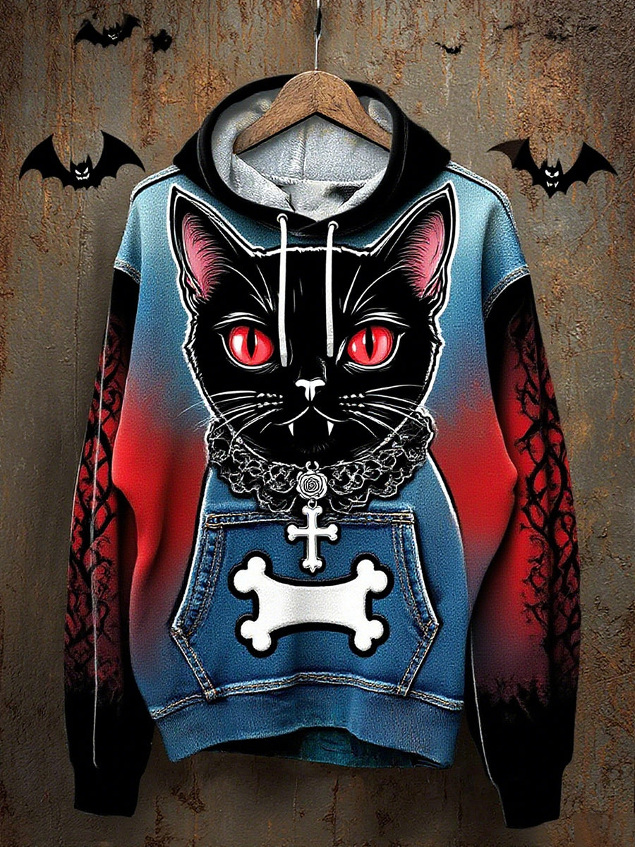 Unisex Vintage Animal Art Print Casual Hoodie