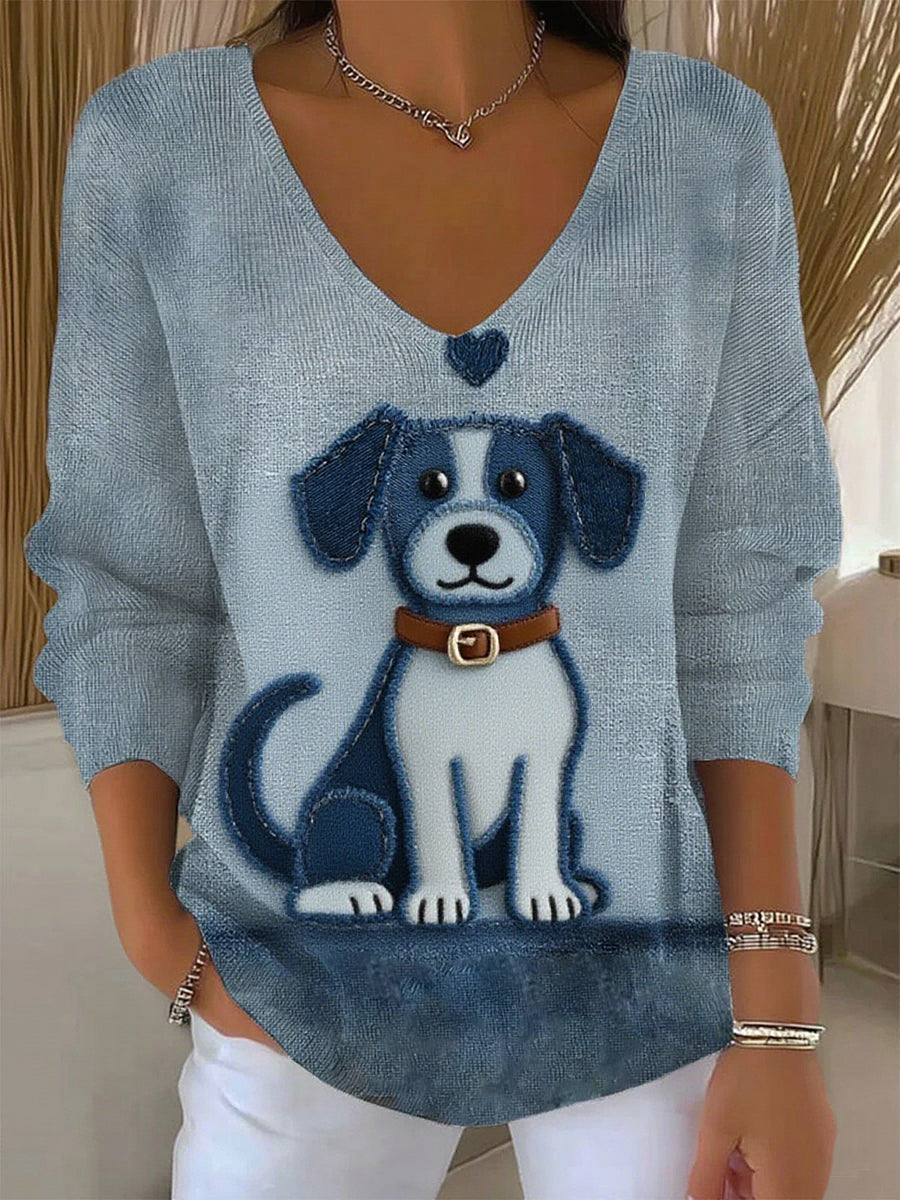 Women's Retro Animal Print Casual Long Sleeve Top