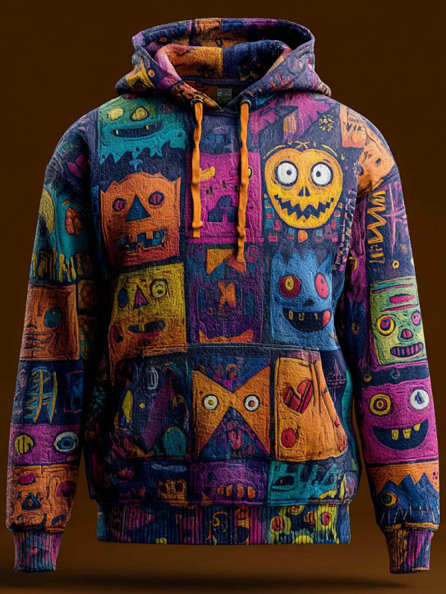 Vintage Halloween Pumpkin Print Art Casual Hoodie