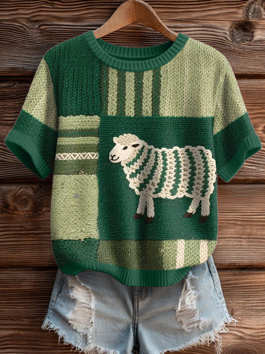 Women's Cute Sheep Pattern Cozy Knit Top