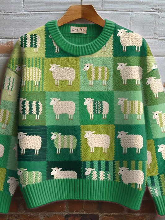 Women's Cute Sheep Pattern Cozy Knit Sweater