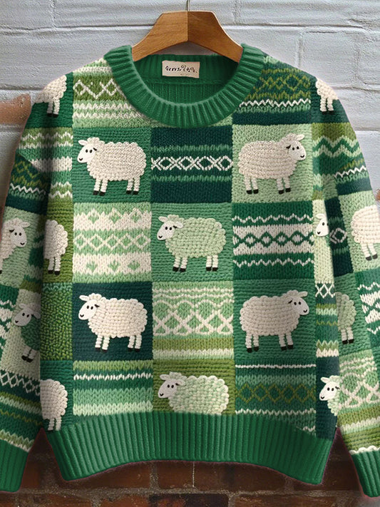 Women's Cute Sheep Pattern Cozy Knit Sweater