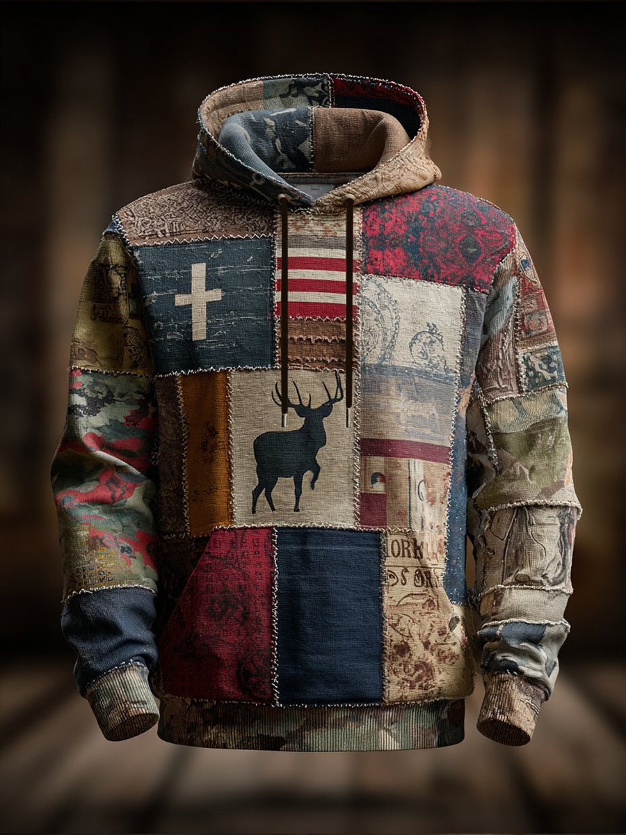 Men's  Vintage Elk Drop-Shoulder Hoodie