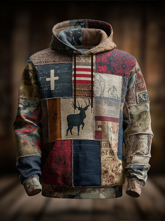 Men's  Vintage Elk Drop-Shoulder Hoodie