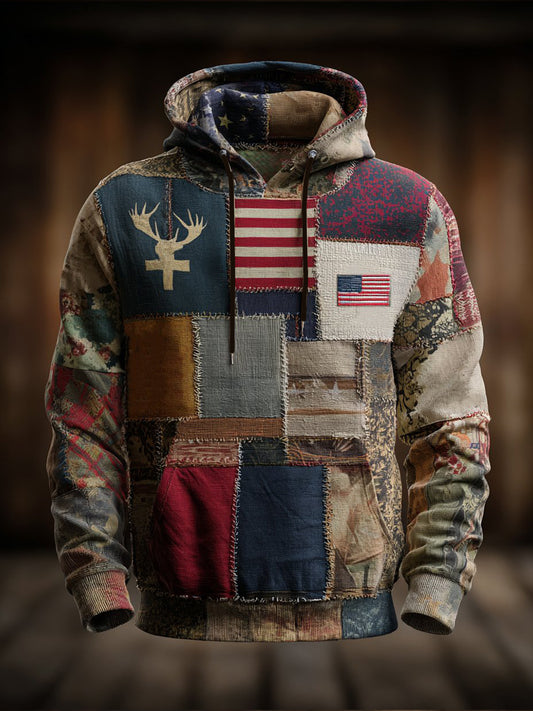 Men's Vintage Elk Oversized Drop-Shoulder Hoodie