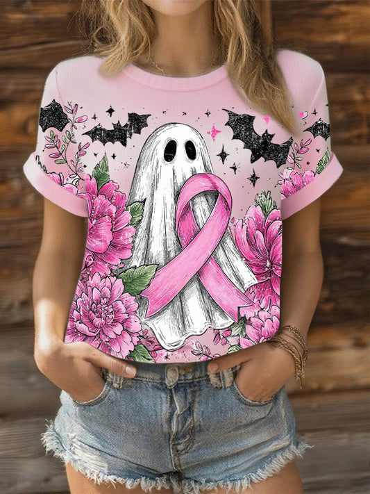 Women's Floral Breast Cancer Pink Ribbon Tops