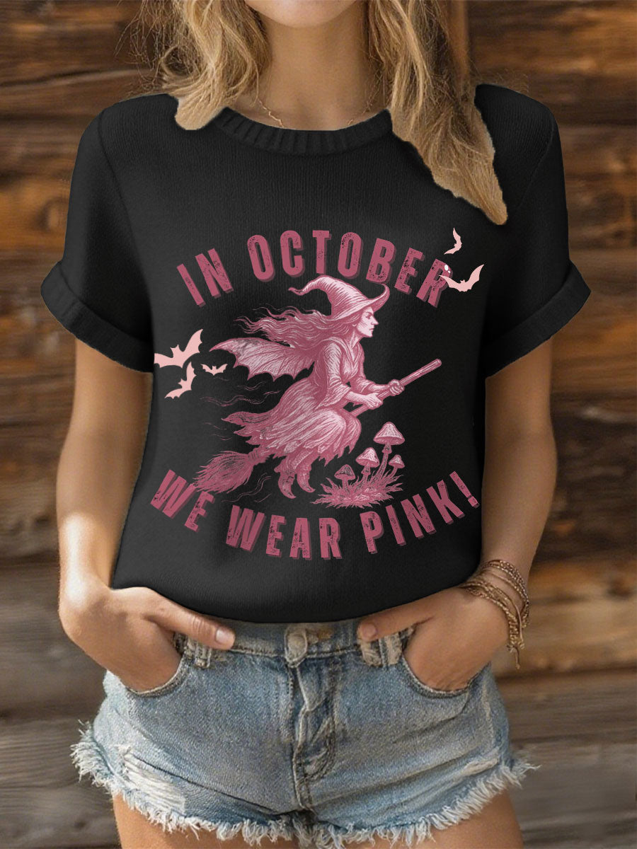 Women's in October we wear pink witch tops