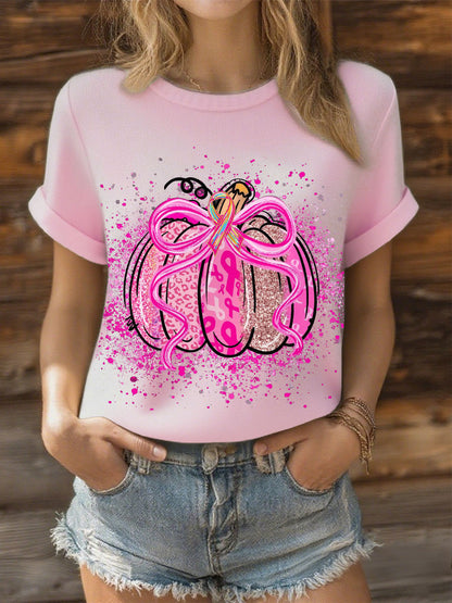 Women's Breast Cancer Pink Ribbon Pumpkin Tops
