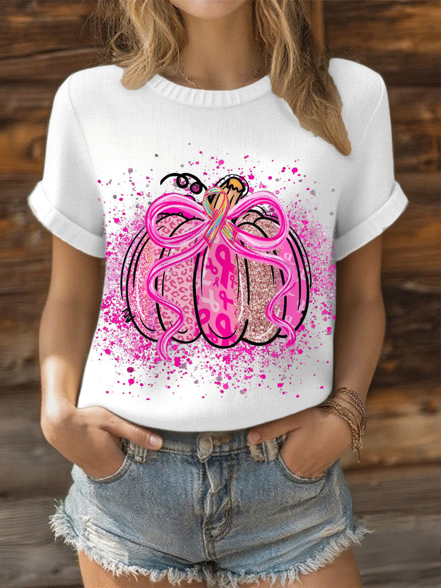 Women's Breast Cancer Pink Ribbon Pumpkin Tops