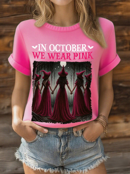 Women's in October we wear pink witch tops
