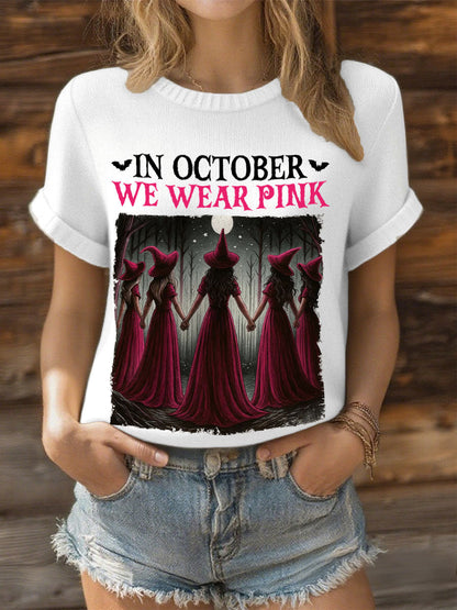 Women's in October we wear pink witch tops