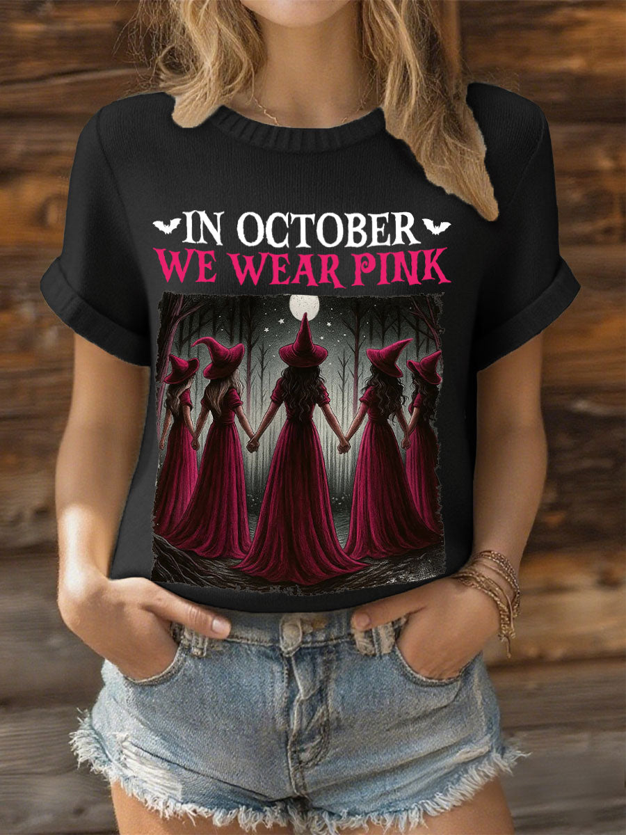 Women's in October we wear pink witch tops