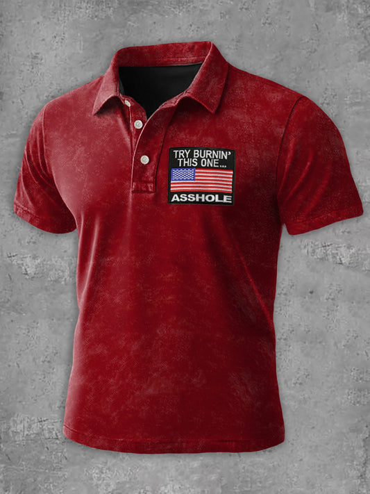 Men's Try Burnin' This One USA Flag short sleeve shirt