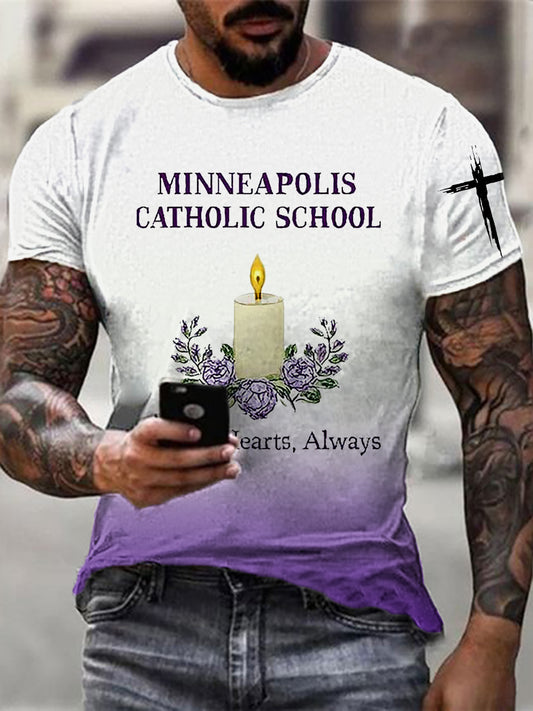 Men's Minneapolis Catholic School In Our Hearts Always Short Sleeves T-shirt