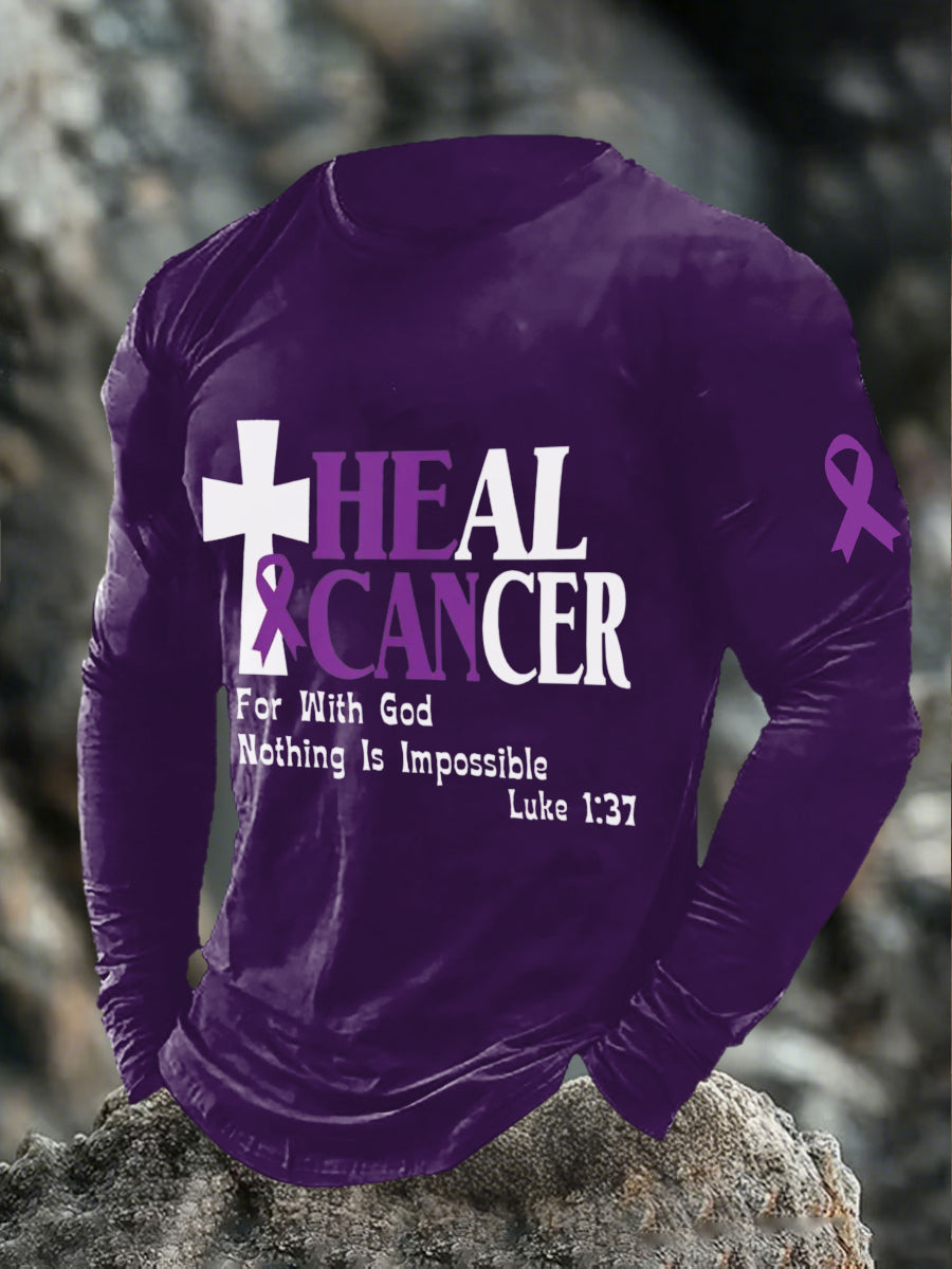 Men's heal cancer for with god nothing is impossible Long Sleeve T-shirts