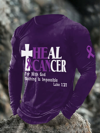 Men's heal cancer for with god nothing is impossible Long Sleeve T-shirts