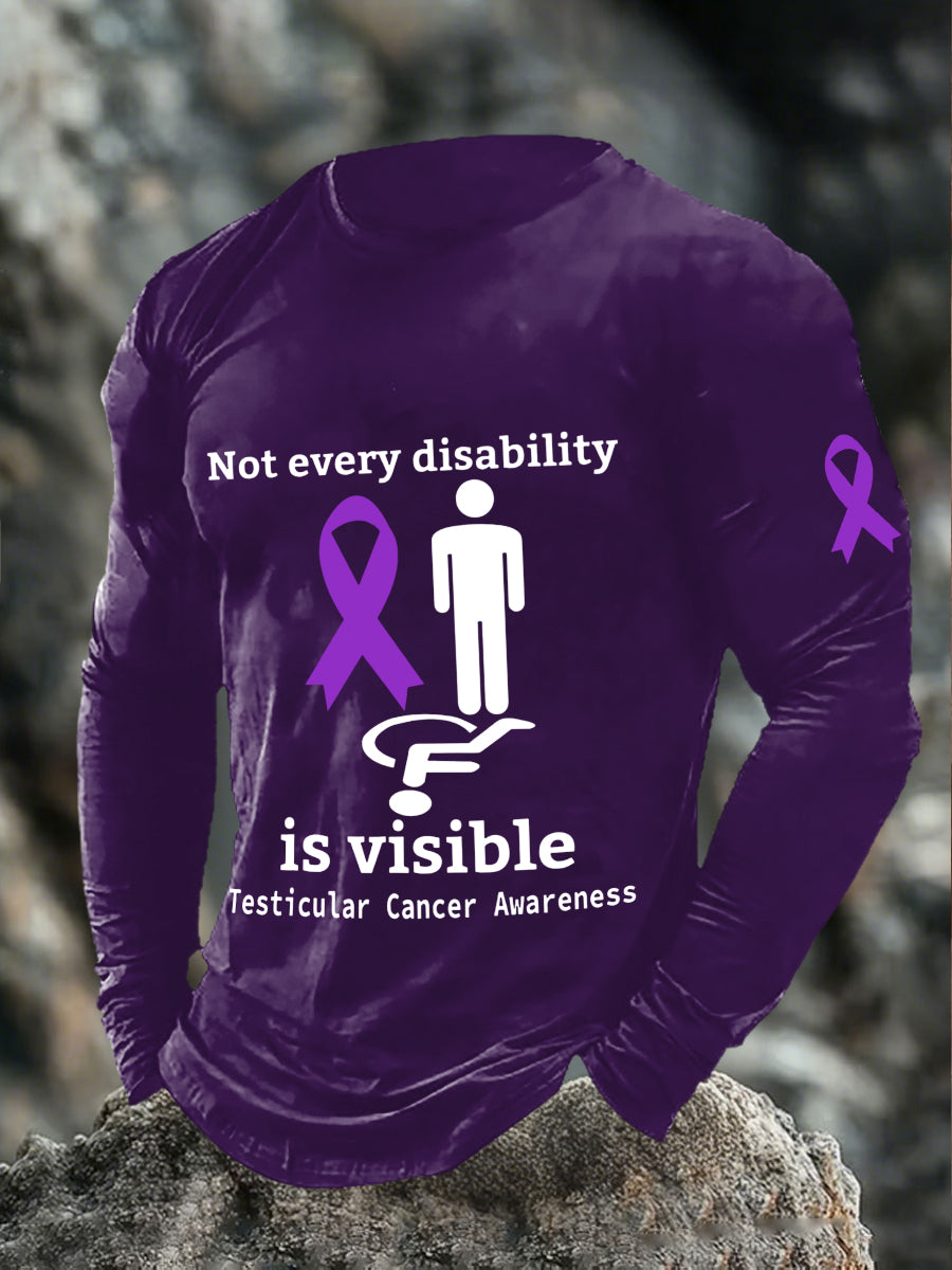 Men's Not Ever Disability is Visible Testicular Cancer Awareness Long Sleeve T-Shirts