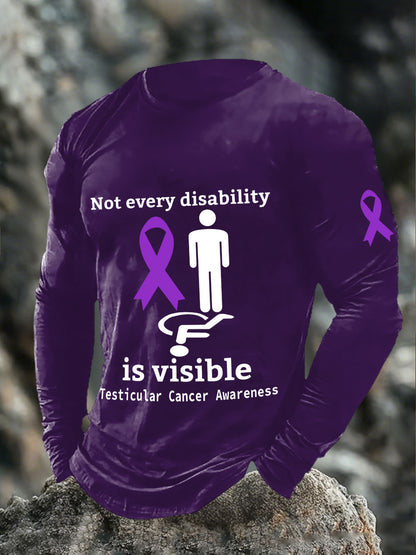 Men's Not Ever Disability is Visible Testicular Cancer Awareness Long Sleeve T-Shirts