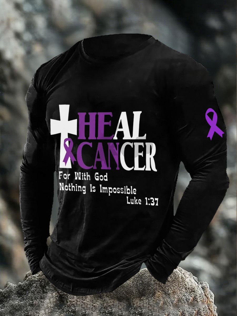 Men's heal cancer for with god nothing is impossible Long Sleeve T-shirts