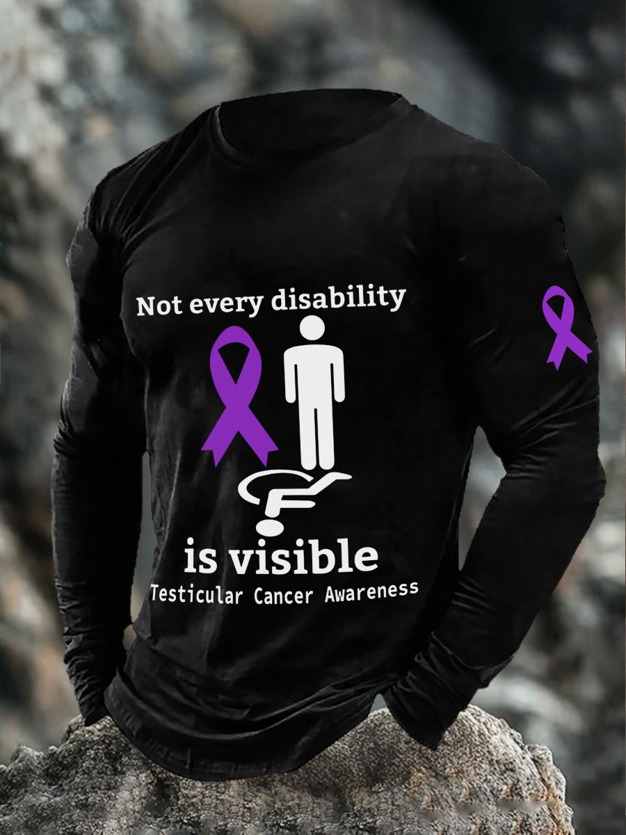 Men's Not Ever Disability is Visible Testicular Cancer Awareness Long Sleeve T-Shirts