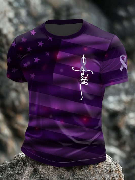 Men's Testicular Cancer Flag Faith T-Shirts