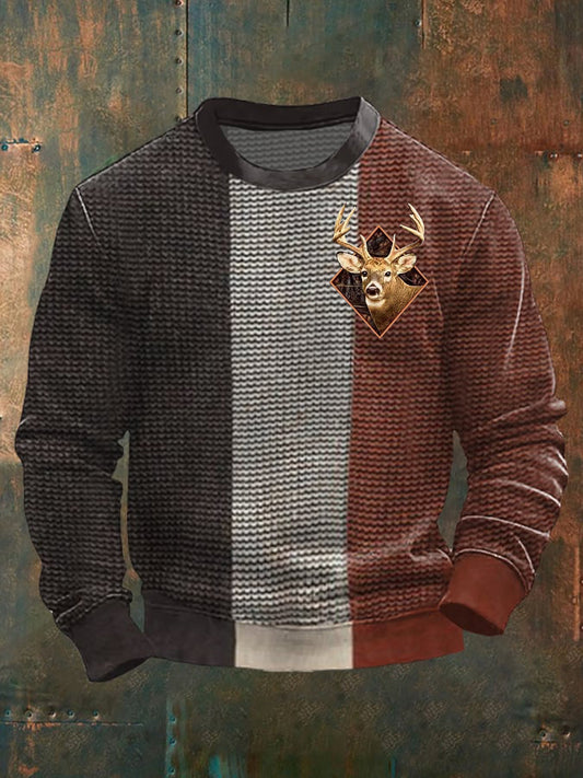Men's Vintage Western Elk Crew Neck Sweatshirt