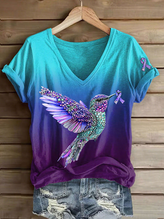 Women's Suicide Awareness Print Casual T-shirt