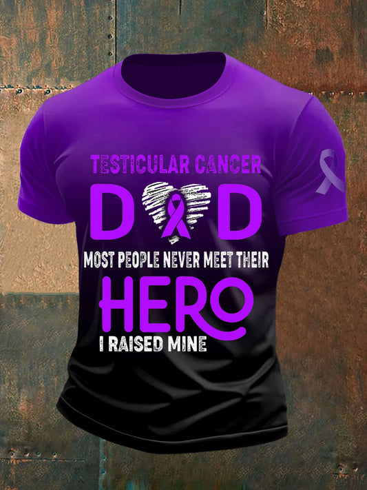 Men's Testicular Cancer Printed Vintage Fashion Loose Short Sleeve T-Shirt