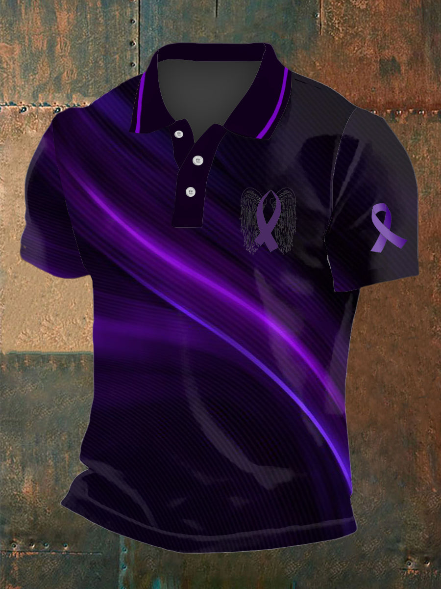 Men's Testicular Cancer Printed Round Neck Short Sleeved Polo Shirt