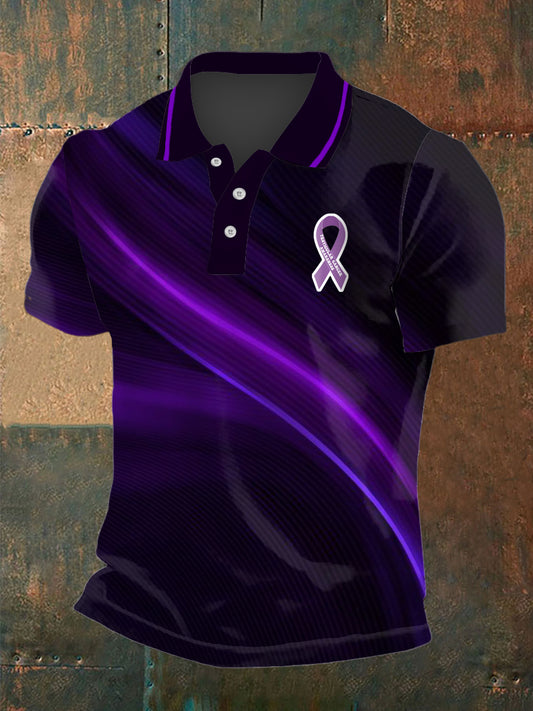 Men's Testicular Cancer Printed Round Neck Short Sleeved Polo Shirt