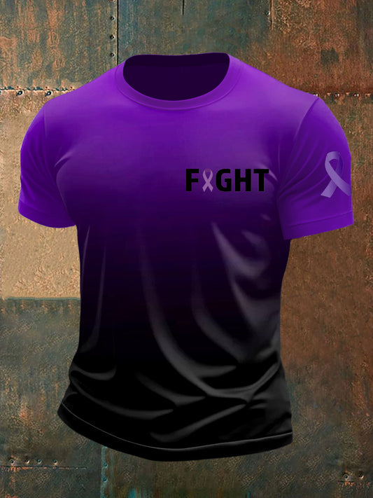 Men's Testicular Cancer Printed Vintage Fashion Loose Short Sleeve T-Shirt