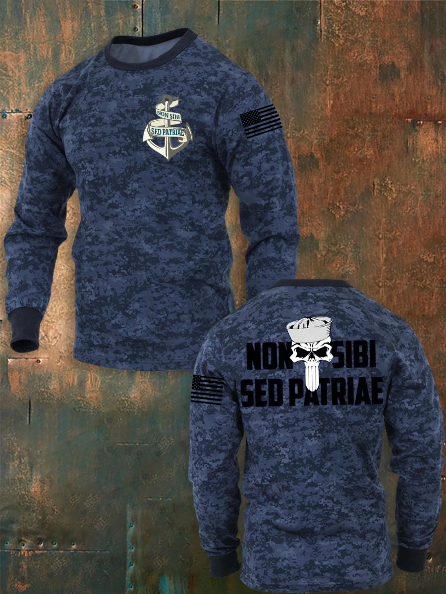 Men's Non Sibi Sed Patriae Navy Anniversary Crew Neck Sweatshirt