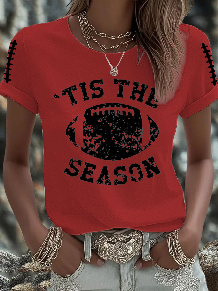 Women's  Tis The Season Football Sweatshirt Today Print T-shirt