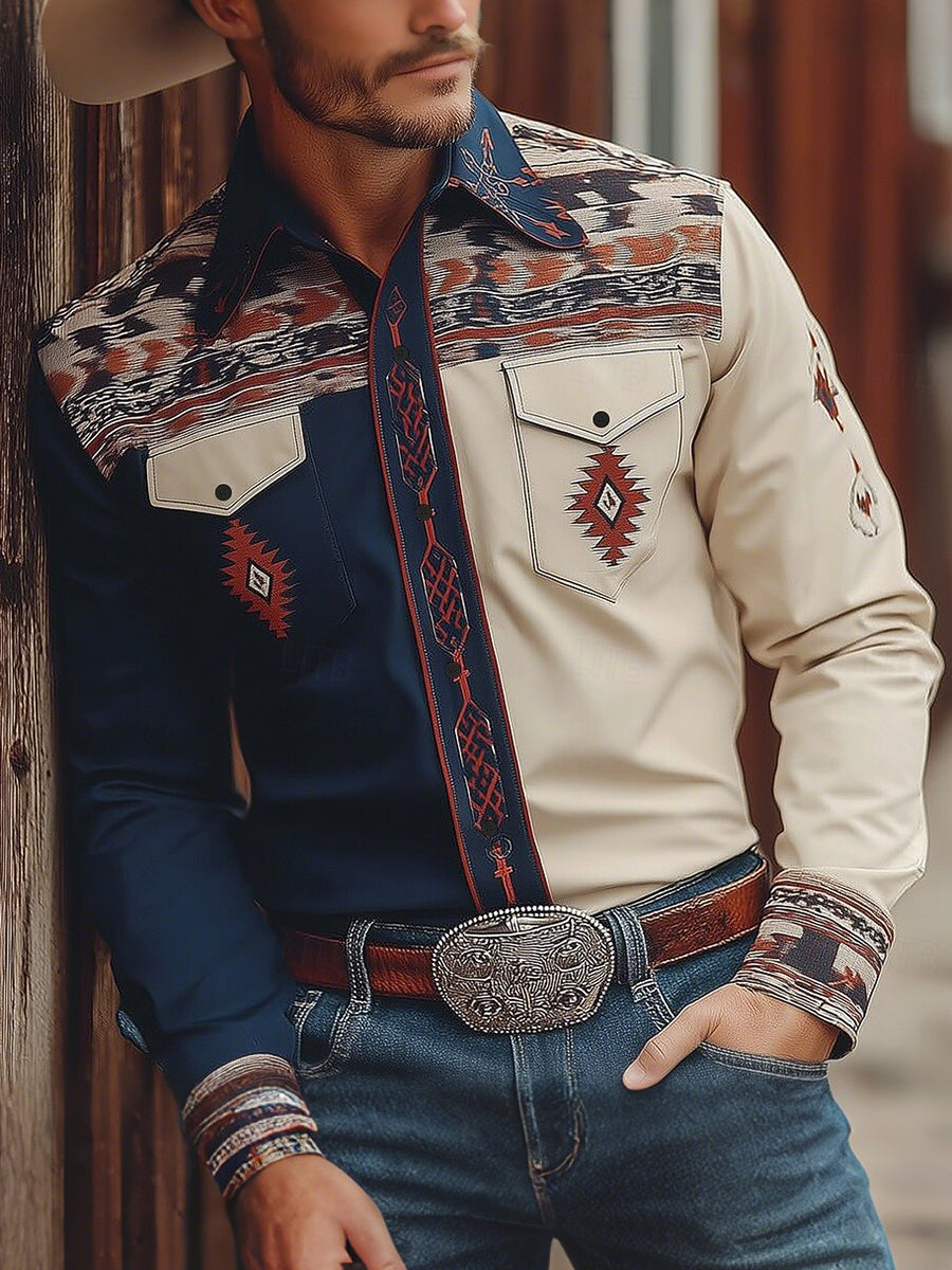 Men's Vintage Western Cowboy Shirt
