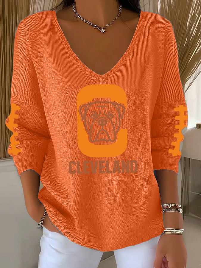 Women's Football Fans Lovers Gameday Casual Ribbed Top