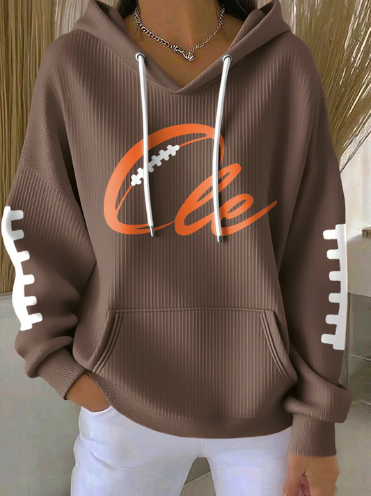 Women's Football Fans Lovers Gameday Casual Hooded Sweatshirt with Pockets